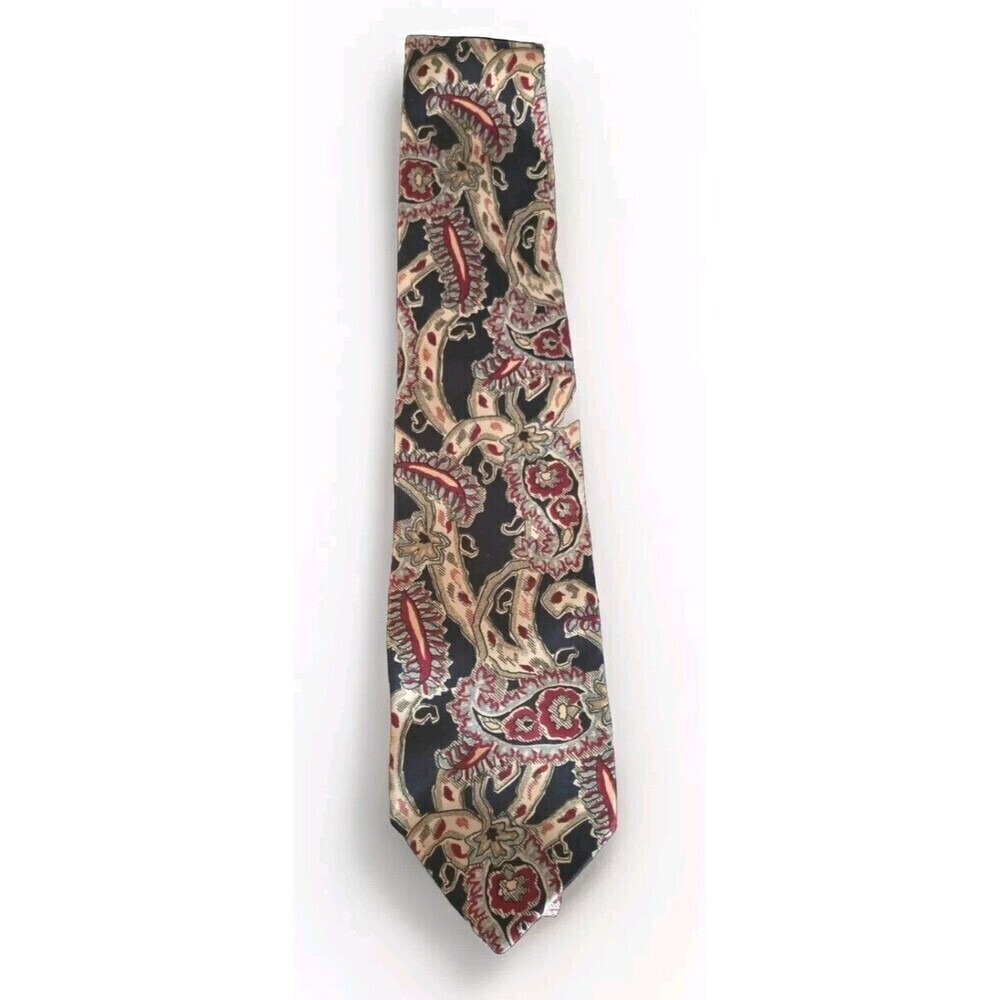 Christian Dior Monsieur Neck Tie Men Blue Paisley  100% Silk Made In Italy Vtg
